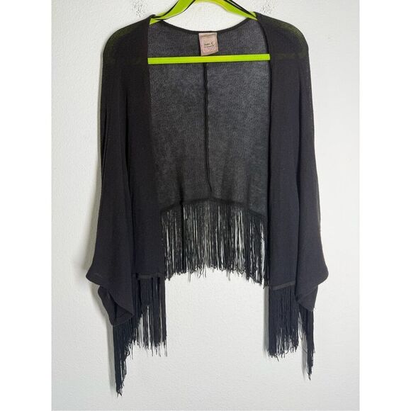 Robin K Heritage Women’s Bohemian One Size Cardigan Fringe Trim Cotton Blend - Picture 1 of 10